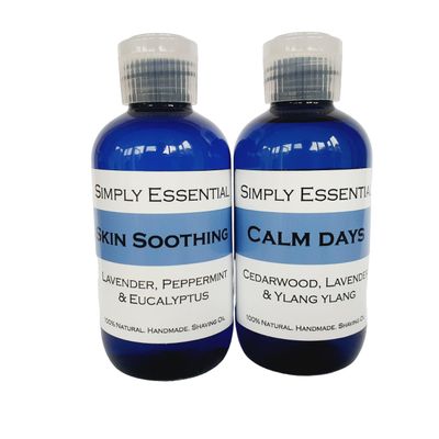 Simply Essential Mens Natural Shaving oil Twinpack : Calm days & Skin soothing Essential oil blends 2 x 100ml