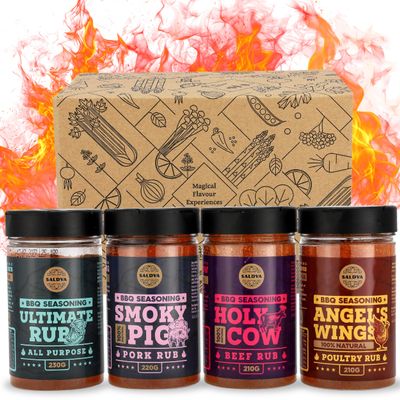 Classic Selection of Premium BBQ Seasonings - Holy Cow, Angels Wings, Smoky Pig, Ultimate Rub BBQ Rubs | Pack of 4 | 100% Natural | Great Foodie Gift
