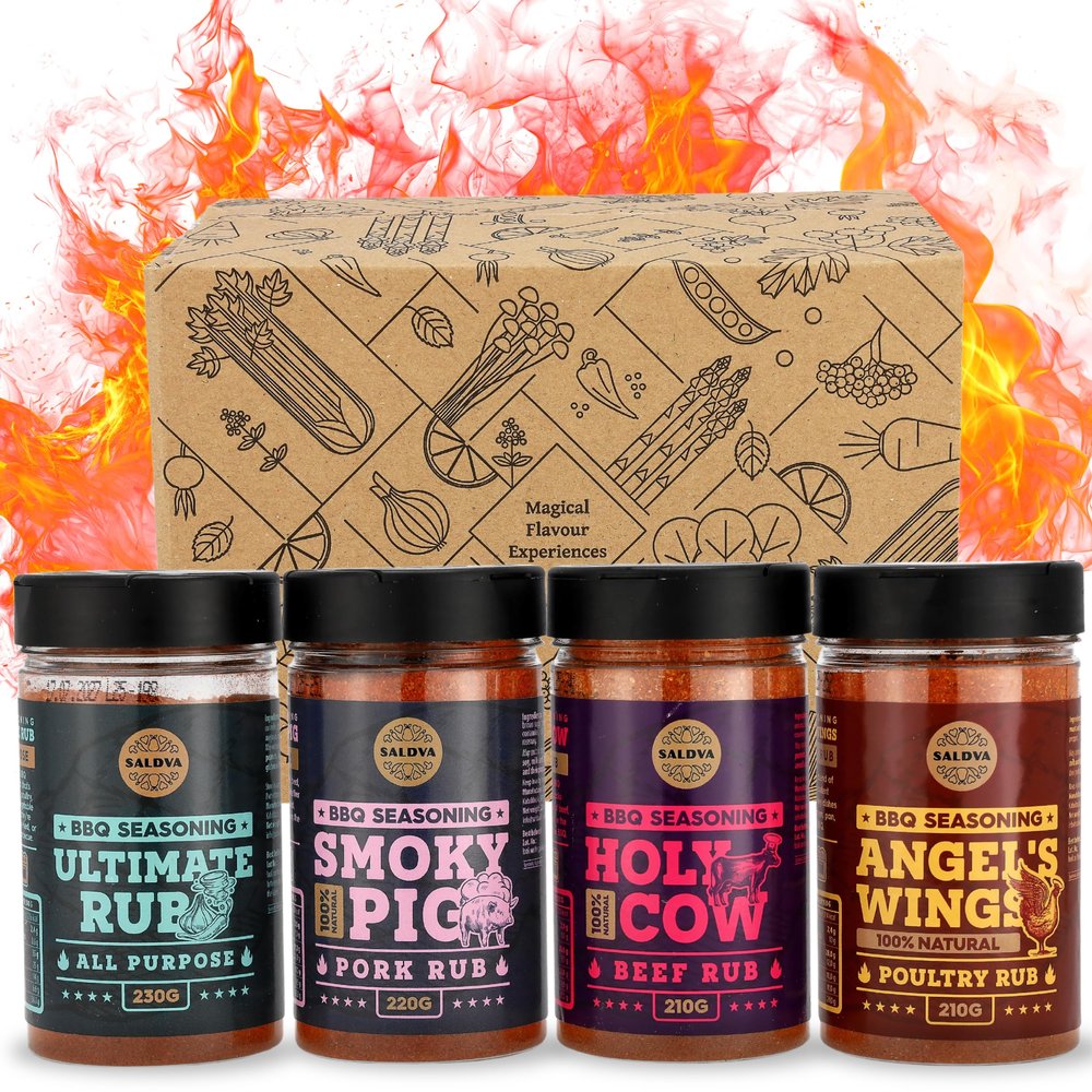 Classic Selection of Premium BBQ Seasonings - Holy Cow, Angels Wings, Smoky Pig, Ultimate Rub BBQ Rubs | Pack of 4 | 100% Natural | Great Foodie Gift