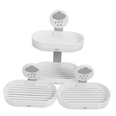 Amosfun 3pcs Pp Material Suction Soap Dish Wall Mount Bar Soap Holder for Kitchen Bathroom