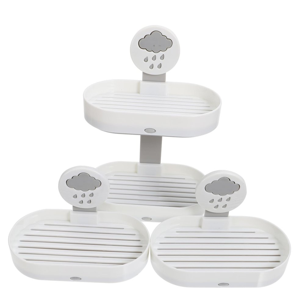 Amosfun 3pcs Pp Material Suction Soap Dish Wall Mount Bar Soap Holder for Kitchen Bathroom