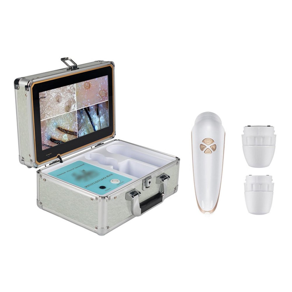 12-Inch Box-Type Skin and Hair Detector, Scalp Detector with Three Spectrum and Four-Split Screen, Charging/Plug-in Optional,Rechargeable-Model