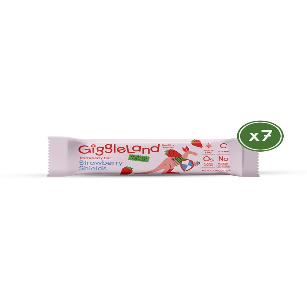 Giggleland - Lunch Box Snacks Multipack Fruity Bar - STRAWBERRY Fruity Bar 7 x 20 g, Healthy Snacks for Kids, Fruit Bars, Fruit Leather, Dried Fruit, Gelatine Free Fruit Jelly