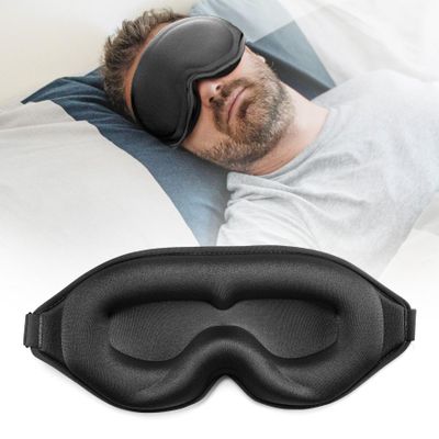 AMAZKER Premium Sleep Mask, Upgraded 3D Ergonomic Designed Soft Sleeping Mask Eye Mask Fully Adjustable Fit Sleep Masks for Women & Men Blackout Sleeping (01)