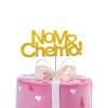 No Mo Chemo Cake Topper, Breast Cancer Awareness Cake Decor, Breast Cancer Pink Ribbon Sign Survivor Party Decoration Supplies - Gold Glitter view 1