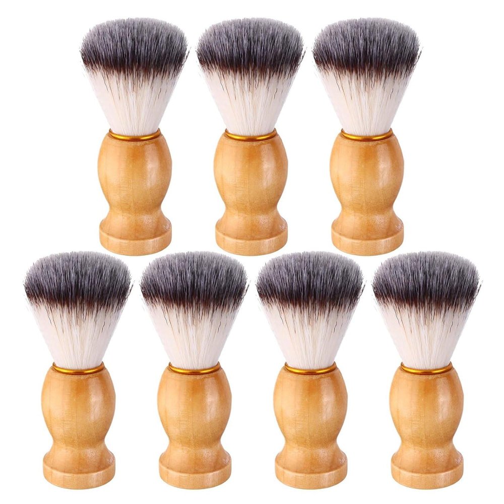 ZDdp Men Shaving Brush Wood Handle, Salon Tools Wood Handle Shave Brushes Hair Brush 7Pcs
