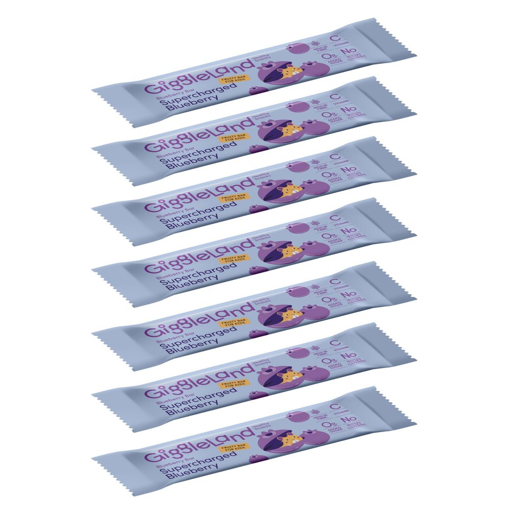 Giggleland - Lunch Box Snacks Multipack Fruity Bar - Blueberry Fruity Bar 7 x 20 g, Healthy Snacks for Kids, Fruit Bars, Fruit Leather, Dried Fruit, Gelatine Free Fruit Jelly