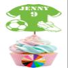 Personalised FOOTBALL SHIRT with BALL and BOOT - BIRTHDAY Gold Mirror Finish Cake Topper for Cupcakes x6 with Wooden Sticks view 3