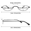 ABETOS Half Moon Reading Glasses Metal Frame Half Lens Slim Readers Spring Hing Semi-Rimless Retro Small Eyewear Eyeglasses for Men Women, Grey 2.5 view 2