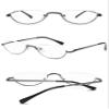 ABETOS Half Moon Reading Glasses Metal Frame Half Lens Slim Readers Spring Hing Semi-Rimless Retro Small Eyewear Eyeglasses for Men Women, Grey 2.5 view 3