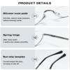 ABETOS Half Moon Reading Glasses Metal Frame Half Lens Slim Readers Spring Hing Semi-Rimless Retro Small Eyewear Eyeglasses for Men Women, Grey 2.5 view 4