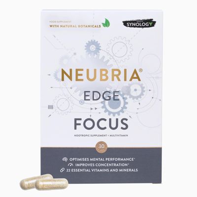 NEUBRIA Edge Focus Supplement  Multivitamin + Nootropics Brain Support with Bacopa Monnieri, Ashwagandha, Rhodiola, Ginkgo Biloba, Sage, Blueberry & Rosemary  Potent Cognitive Formula  30 Capsules