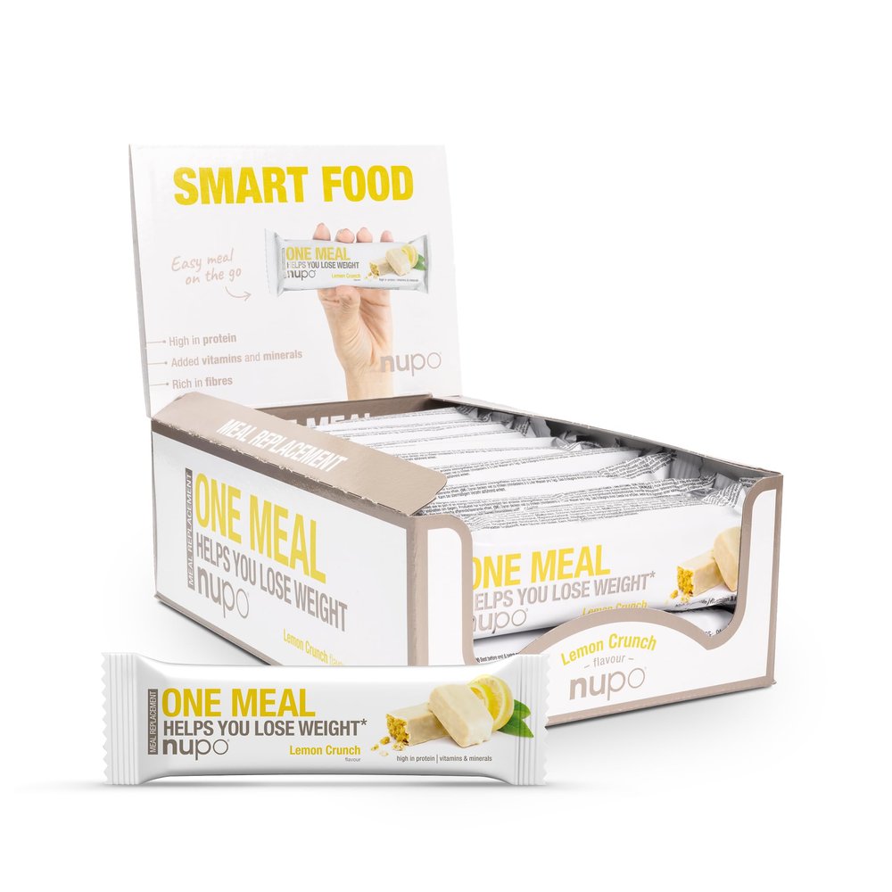 NUPO One Meal Bar Lemon Crunch I Tasty meal replacement bars for a balanced diet plan I Helps you lose weight I High in protein I 24 vitamins and minerals I 15 x 60g