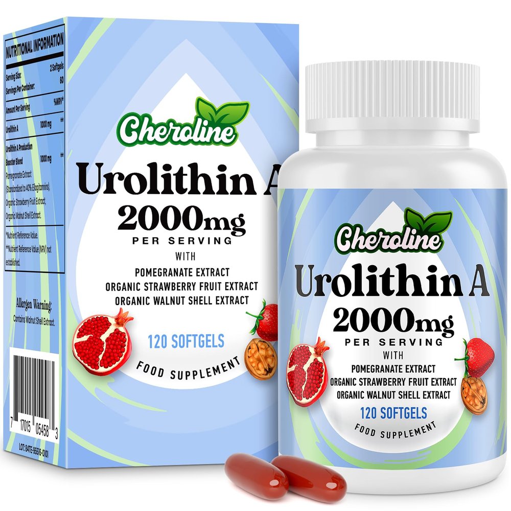 Urolithin A Supplement 2000mg - 120 Softgels 60-Day Supply - Enhanced with Pomegranate, Strawberry, and Walnut Extracts - for Mitochondria & Energy (120 Count (Pack of 1))