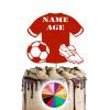 Personalised FOOTBALL SHIRT with BALL and BOOT - BIRTHDAY Gold Mirror Finish Cake Topper for Large Cake with Transparent Stick view 1