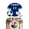 Personalised FOOTBALL SHIRT with BALL and BOOT - BIRTHDAY Gold Mirror Finish Cake Topper for Large Cake with Transparent Stick view 2