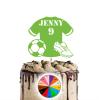 Personalised FOOTBALL SHIRT with BALL and BOOT - BIRTHDAY Gold Mirror Finish Cake Topper for Large Cake with Transparent Stick view 3