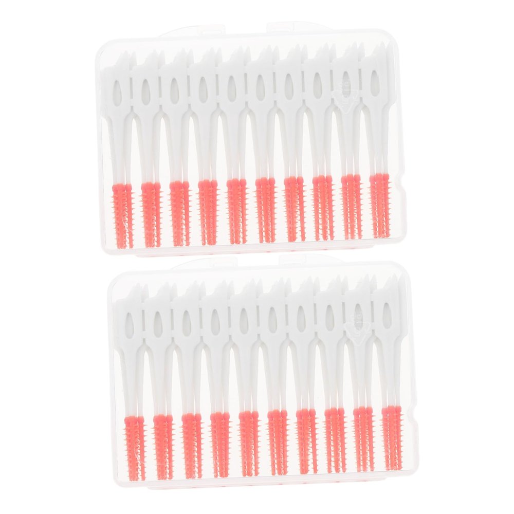 FRCOLOR 80pcs Interdental Brushes Orange Dental Floss for Braces Retainer Cleaner Professional Interdental Oral Care Tools Portable Tooth Cleaning Brush