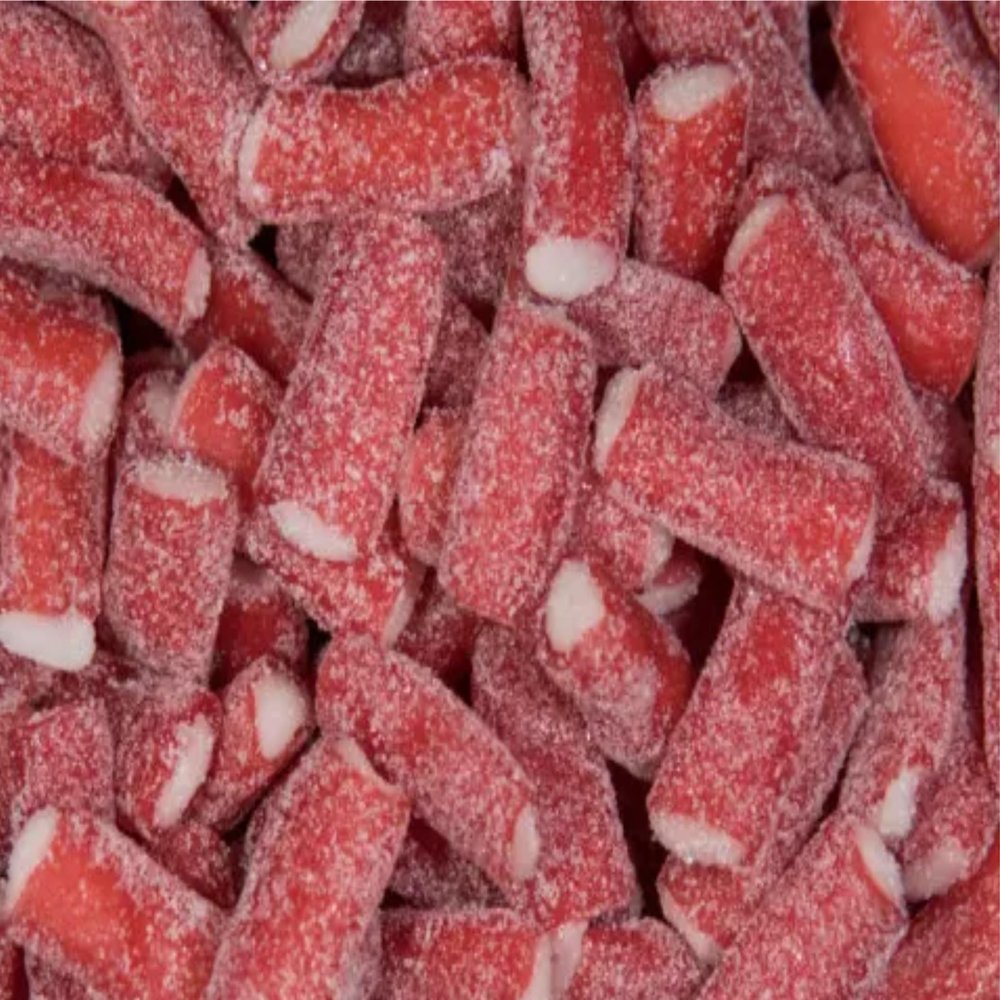 1kg Fizzy Sour Strawberry Pencil Bites Candy Pick & Mix Sweets Mixed Assortment Gummy Selection Resealable Pouch Share Bag