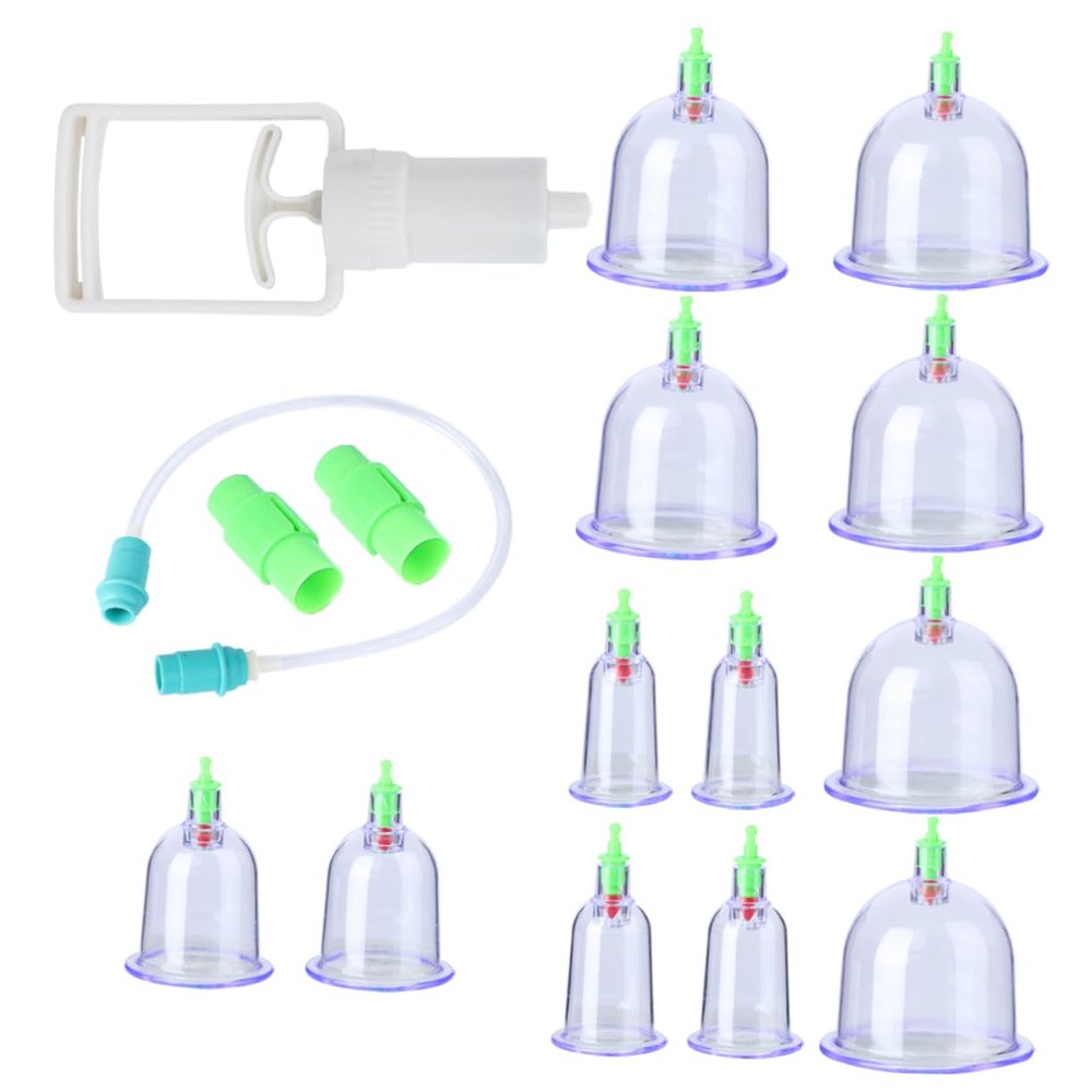 ORFOFE 12pcs Vacuum Cupping Device Set Chinese Cupping Therapy for Massage Abs Material Body Suction Cups