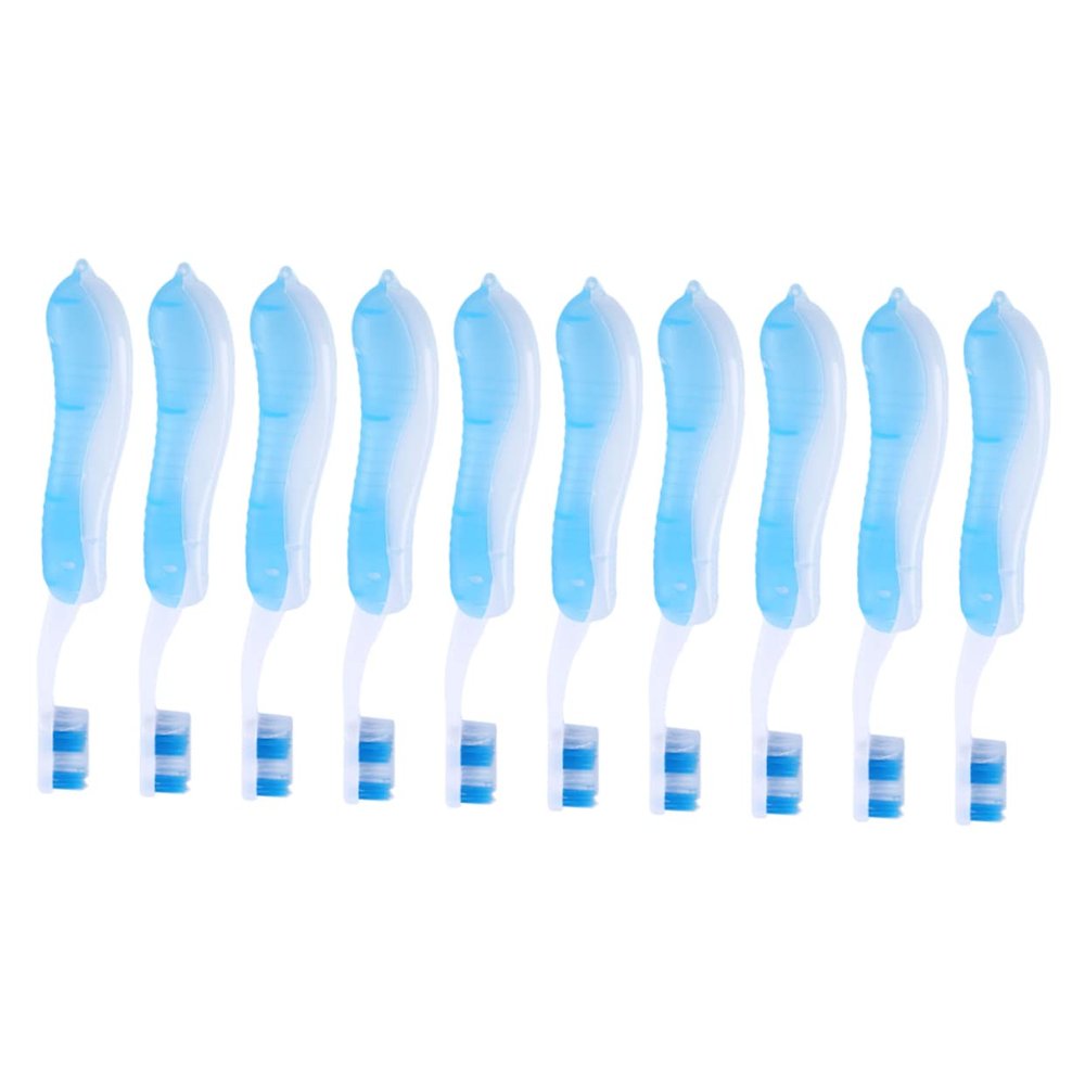 SKISUNO 10pcs Folding Travel Toothbrush Soft Bristles for Camping and Travel Trips Portable and Convenient for Adults Random Color