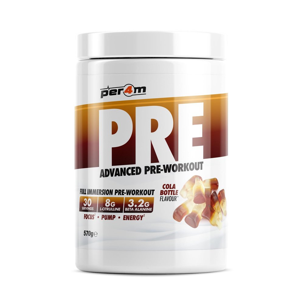 Per4m Pre Workout Powder | Intense Pump, Sustained Energy & Mental Focus | L-Citrulline, Beta Alanine & Caffeine & Added Hydration (570g, Cola Bottle)
