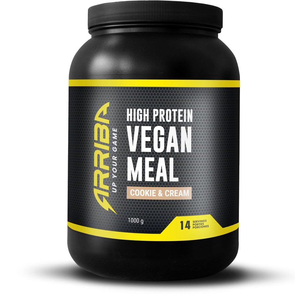 Arriba Nutrition - Vegan Meal Replacement | Vegan Meal | 3 Flavors | 1000 grams - 14 Shakes (One Size, Cookie & Cream)