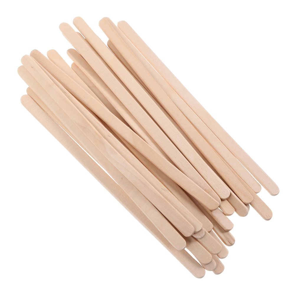 FOMIYES 100pcs Wooden Waxing Sticks Hair Removal Waxing Spatulas 140x6x2mm Thick Rounded Edge for Full Body and Eyebrow Hair Removal Beauty Care