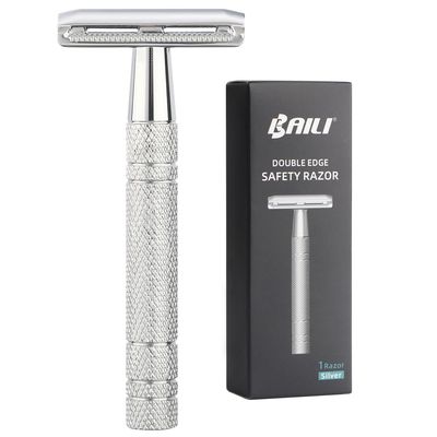 BAILI Double Edge Safety Razor Reusable Manual Rust-proof Stainless DE Wet Shaving for Men Women Beard Bikini Armpit Leg Hair Removal BDB2D