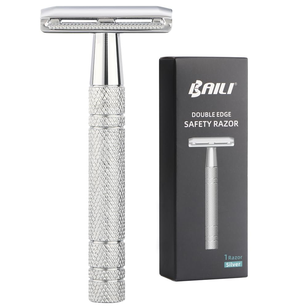 BAILI Double Edge Safety Razor Reusable Manual Rust-proof Stainless DE Wet Shaving for Men Women Beard Bikini Armpit Leg Hair Removal BDB2D