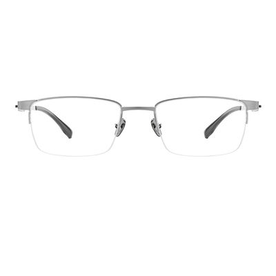 RICCIE Men's Pure Titanium Anti Blue Light Magnifying Glasses HD Aspheric Resin Lenses Business Power Reader,Silver,+1.25