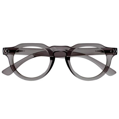 OPULIZE RIO Blue Light Blocking Reading Glasses - Flat Top Frame - Grey - Mens Womens - Spring Hinges - B53-7 - +1.00