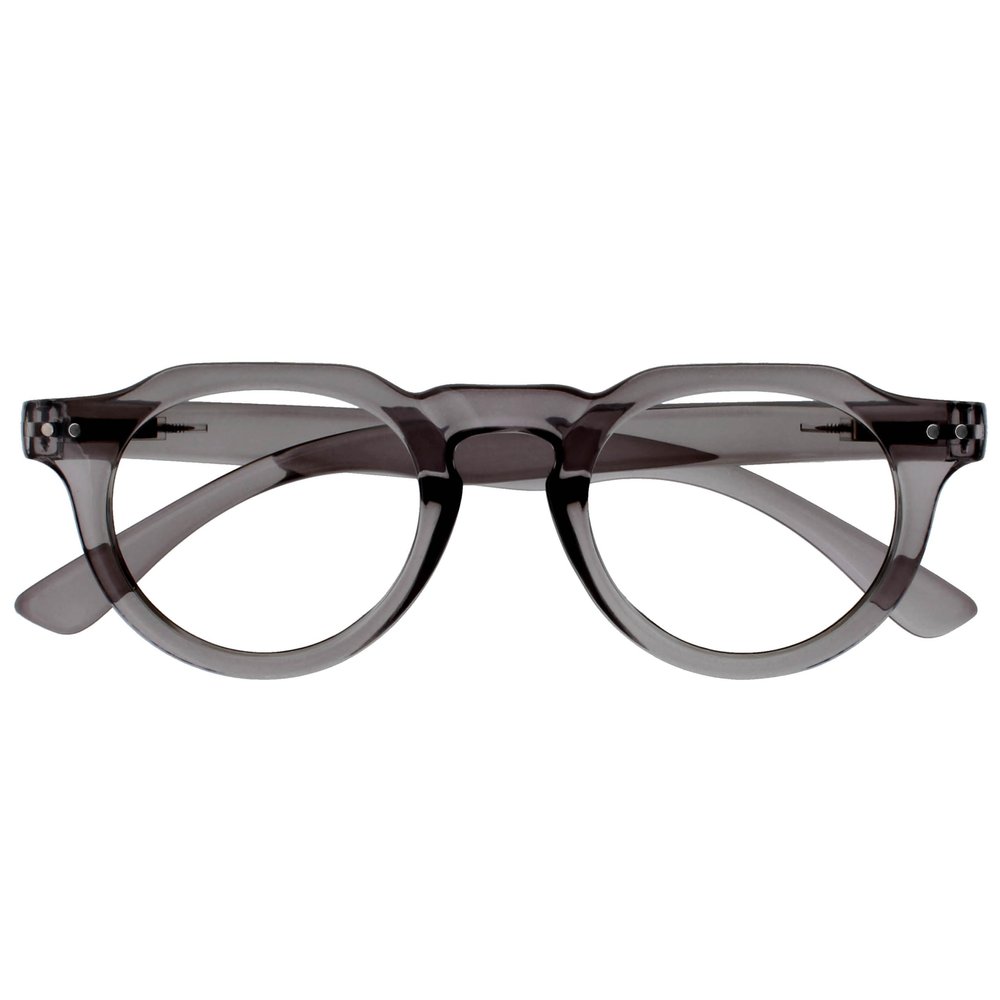 OPULIZE RIO Blue Light Blocking Reading Glasses - Flat Top Frame - Grey - Mens Womens - Spring Hinges - B53-7 - +1.00