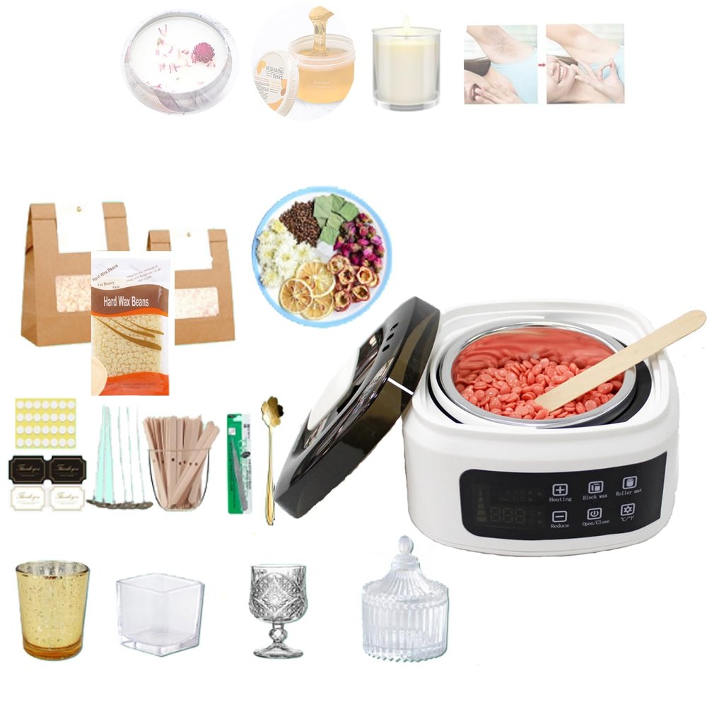 CNAOHGHN Hair Removal Hot Wax Machine,Wax Heater,Wax Therapy Machine,Suitable For Brazilian Waxing, Led Display,Contains materials for making scented DIY candles and hair removal wax blocks