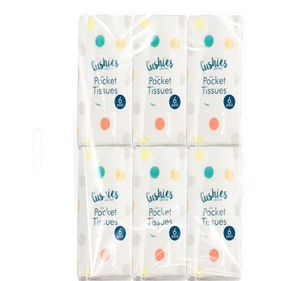 Pocket Tissue Extra Soft 3 PLY 6 Individual Pack of 10 Individual TISSUES. Used for FACE Travel School Makeup (6)