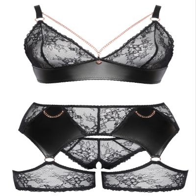 Cottelli Curves Women's Bra Set 3-Piece Black 3XL