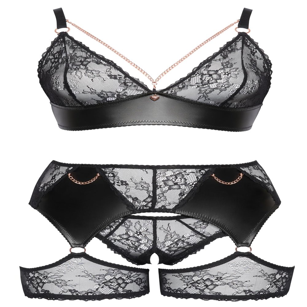 Cottelli Curves Women's Bra Set 3-Piece Black 3XL
