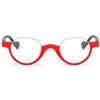 ABETOS Retro Half Frame Reading Glasses Vintage Oval Readers for Men Women Semi Rimless Eyewear Lightweight Plastic Reader Eyeglasses, Red 1.5 view 1