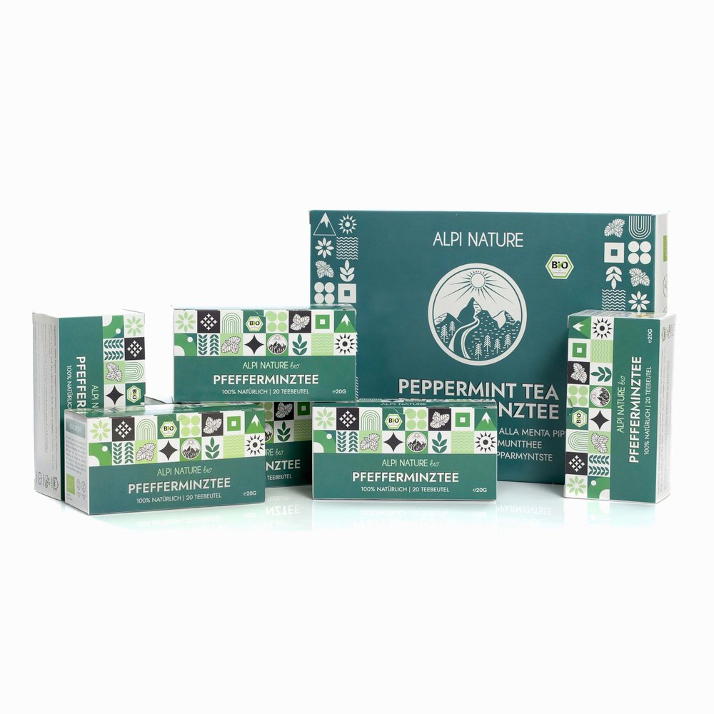 Alpi Nature Organic Peppermint Tea, 120 Tea Bags, 120g 4.2 oz, Pack of 6 x 20 Bags of 1g each