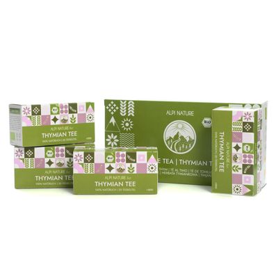 Alpi Nature Organic Thyme Tea, 80 Thyme Tea Bags, 80g 2.8 oz, Pack of 4 x 20 Bags of 1g each