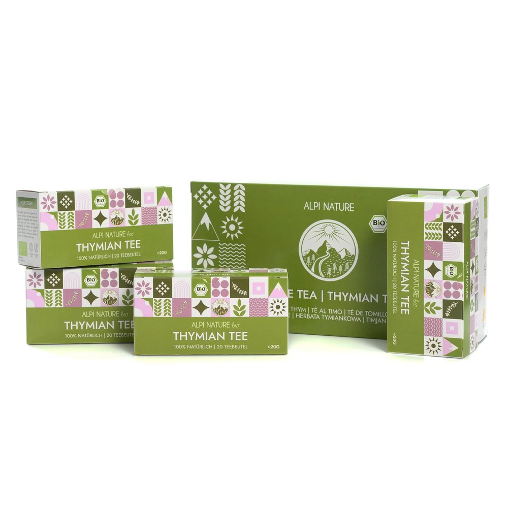 Alpi Nature Organic Thyme Tea, 80 Thyme Tea Bags, 80g 2.8 oz, Pack of 4 x 20 Bags of 1g each