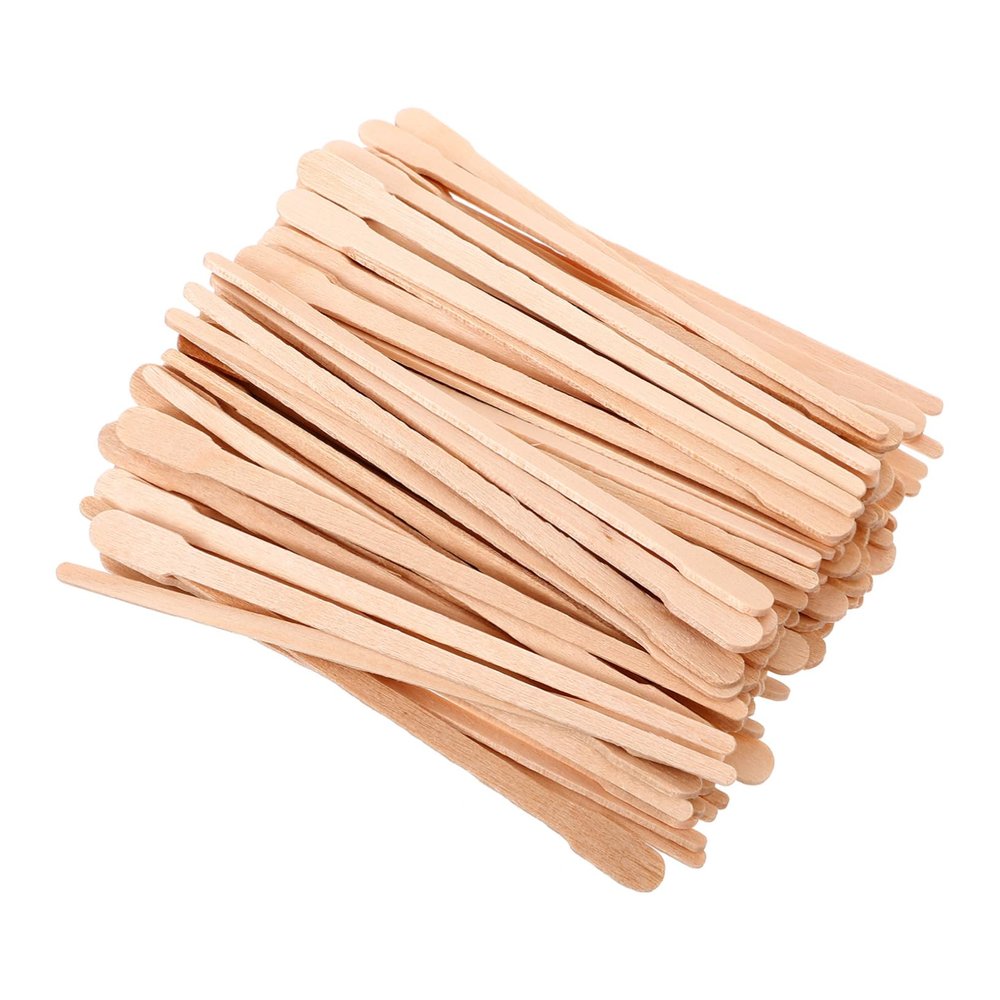 FOMIYES 100pcs Single Use Wooden Oval Body Wax Applicator Sticks for Hair Removal and Nose Hair Waxing, 88mm Wax Sticks for Womens Facial and Body Waxing