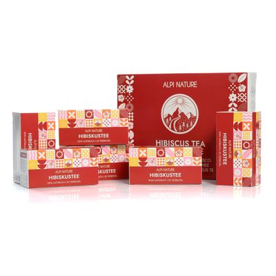 Alpi Nature Hibiscus Tea, 120 Hibiscus Tea Bags, 120g 4.2 oz, Pack of 6 x 20 Bags of 1g each