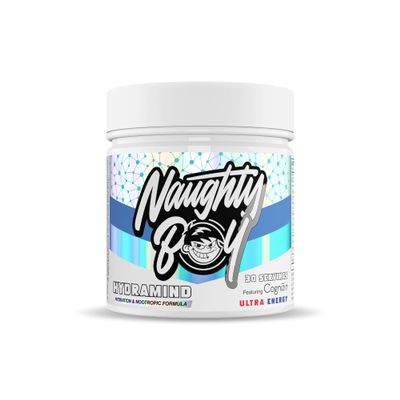 Naughty Boy HydraMind Hydration + Nootropic. 2400mg of Electrolytes, Added Cognizin, Tiger Milk Mushroom, Uridine & Super Reds - 282g (30 Servings) (30 Servings, Ultra Energy)