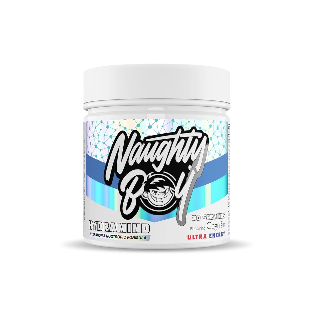 Naughty Boy HydraMind Hydration + Nootropic. 2400mg of Electrolytes, Added Cognizin, Tiger Milk Mushroom, Uridine & Super Reds - 282g (30 Servings) (30 Servings, Ultra Energy)