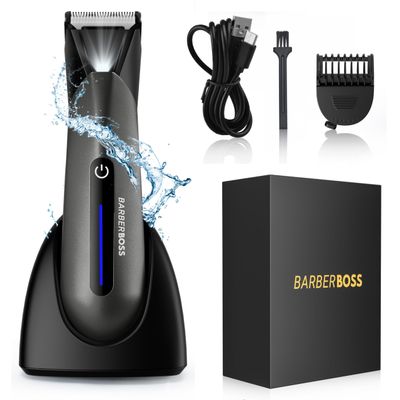 BarberBoss Men's Body Groomer, Groin, Pubic & Ball Hair Trimmer | Waterproof Body Shaver, Cordles Body Groomer and Men's Ball Shaver