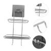 Amosfun Stainless Steel Double Soap Box Kitchen Storage Shelf for Bathroom Items Punch Rack Wall Shelf to Hold Soap Sponge Holder view 3