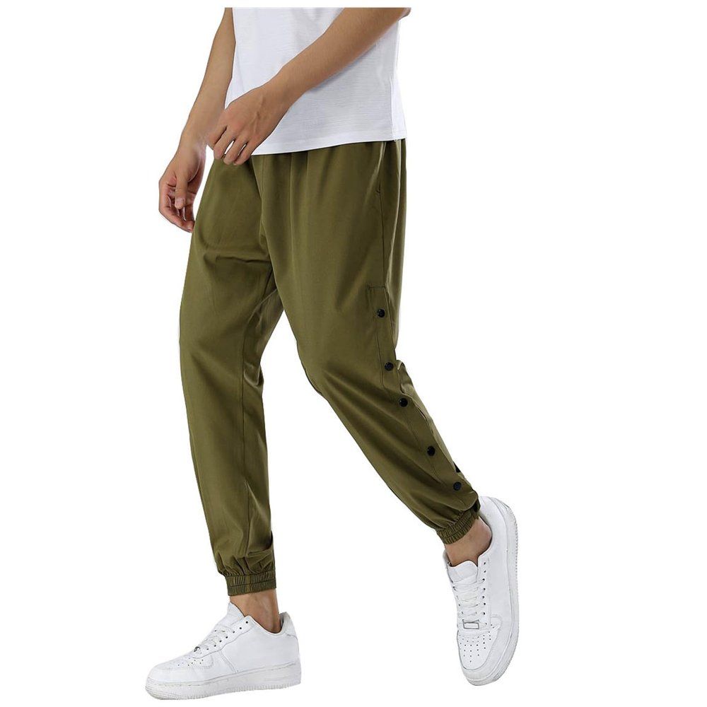 Gefomuofe Men's Tracksuit Bottoms with Side Button Placket, Basketball Sweatpants, Striped Sweatpants, Elastic Waistband, Jogging Bottoms with Pockets, Buttons, Loungewear, Sportswear, Sports, N