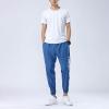 Gefomuofe Men's Tracksuit Bottoms with Side Button Placket, Basketball Sweatpants, Striped Sweatpants, Elastic Waistband, Jogging Bottoms with Pockets, Buttons, Loungewear, Sportswear, Sports, N Blue, view 3