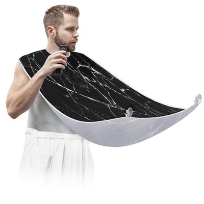Beard Bib Apron for Men, Beard Trimming Hair Catcher Bib for Shaving, Non-Stick Beard Cape Grooming Cloth with 2 Suction Cups, Gifts for Dad Husband Boyfriend, Cracked Black Marble